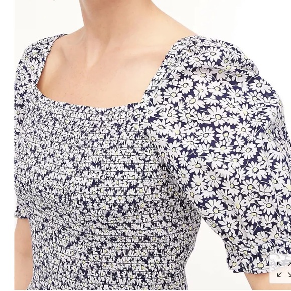J Crew Factory Floral Print Puff Sleeve Smocked Peplum Top Sz S - Picture 3 of 12
